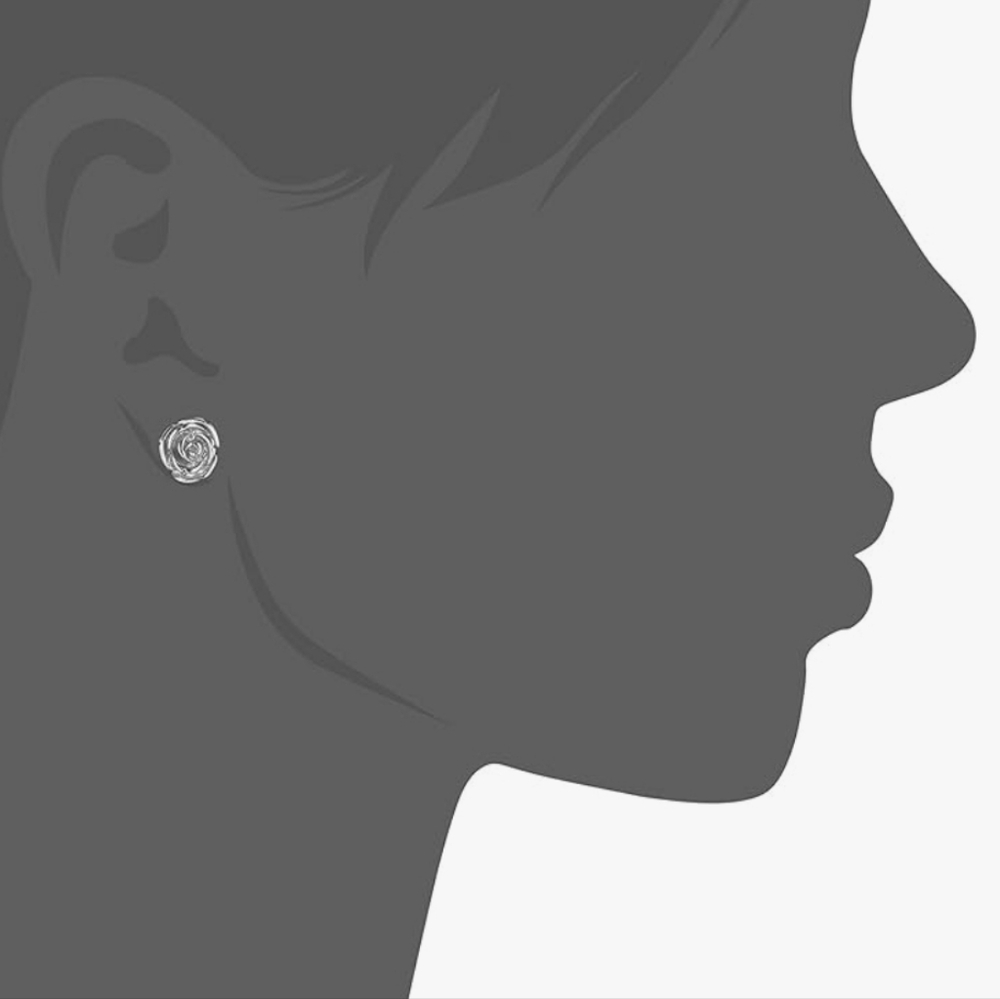 STERLING SILVER rose earrings - Picture 2 of 4